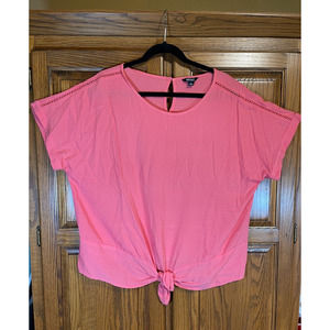 Buffalo David Bitton Shirt Women’s XL Coral Orange Blouse Top Tie Front